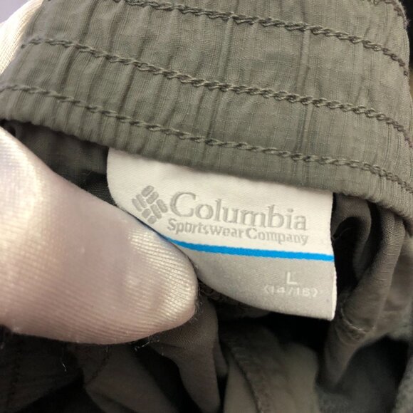 Columbia Convertible Hiking Pants Kids L 14/16 Green Nylon Straight Outdoors - Picture 10 of 11